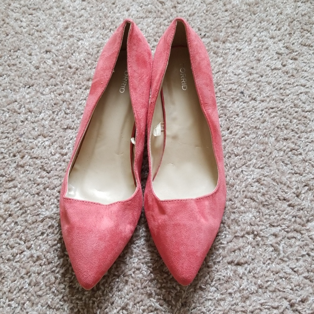 Torrid Coral Faux Suede Kitten Heels